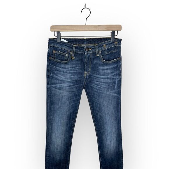 R13 Jeans Indigo Kate Skinny Angled Hem Fray-Howell Dark Wash Denim Size 28 - Picture 6 of 15
